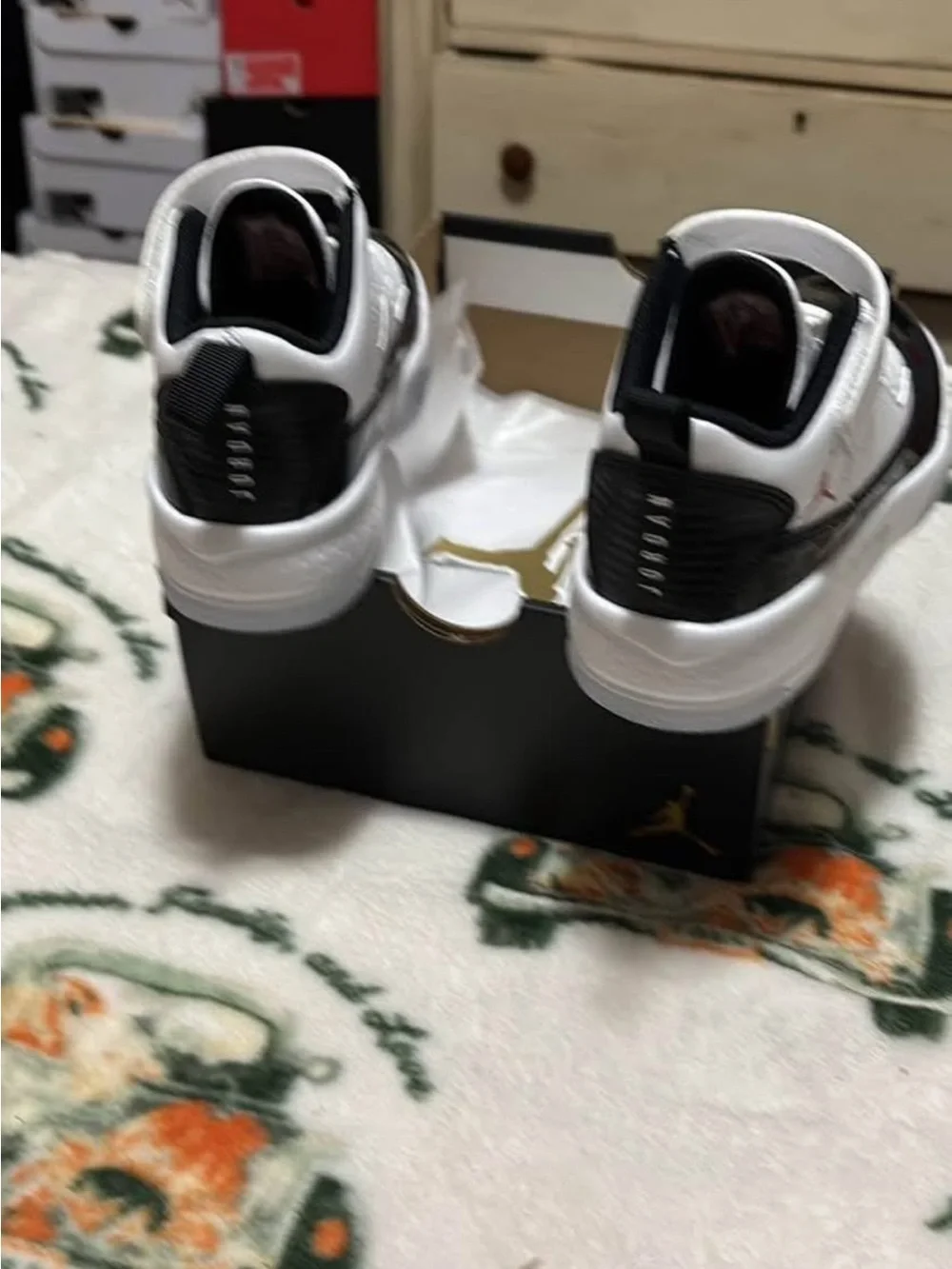 Jordan Kids White and Black Sneakers with Red Jumpman